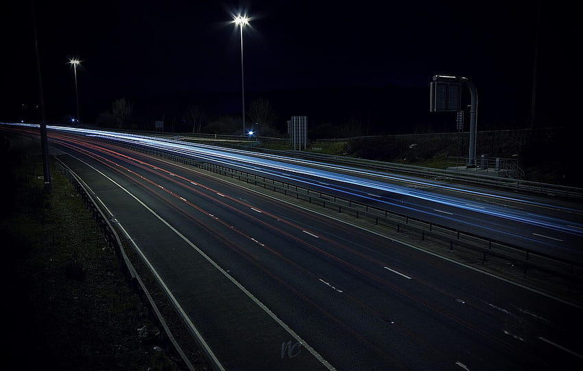 droga, Światła, Noc, Autobahn , sekcja разное Tapeta HD