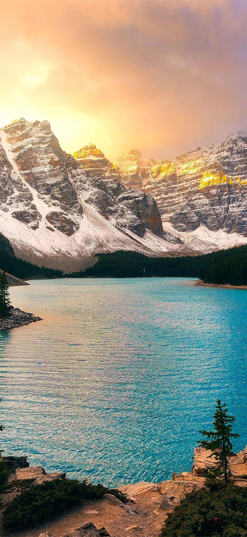 Moraine Lake Banff National Park sunset ...pinterest, moraine lake alberta HD phone wallpaper