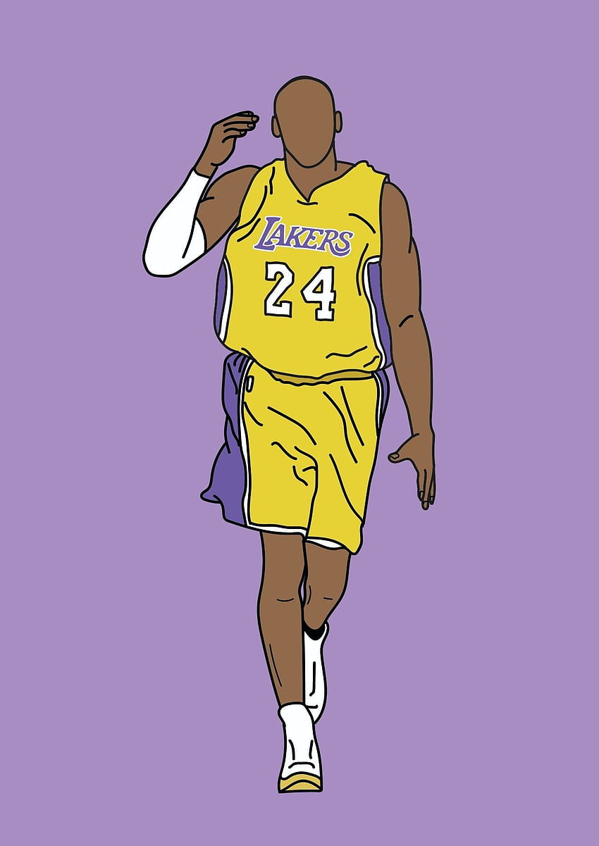 Dibujo de Kobe Bryant Lakers, dibujos animados de kobe y gigi fondo de pantalla del teléfono