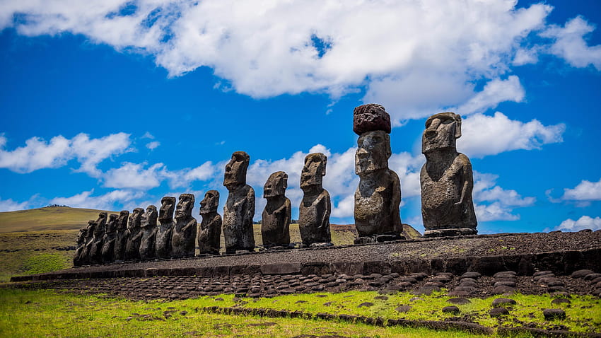 Moai Isla de Pascua estatuas de piedra, parque nacional rapa nui fondo de pantalla