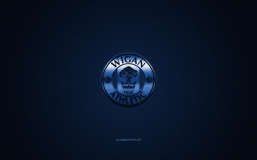 Wigan Athletic FC, English football club, EFL Championship, blue logo, blue carbon fiber background, football, Wigan, England, Wigan Athletic FC logo with resolution 2560x1600. High Quality HD wallpaper