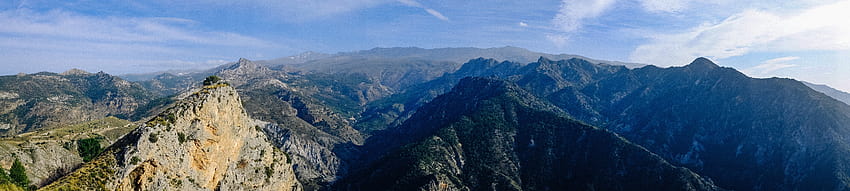 : планинска верига, формация, фиорд, каньон, екстремен спорт, масив, алпи, пусти земи, релеф, географска характеристика, планински релеф 6400x1440 HD тапет