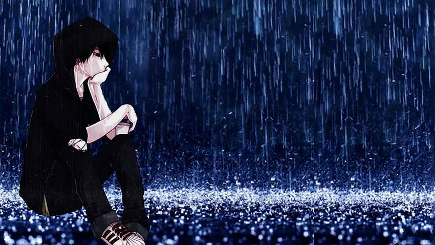 Rain Sad Anime, cartoon anime boy cry HD wallpaper
