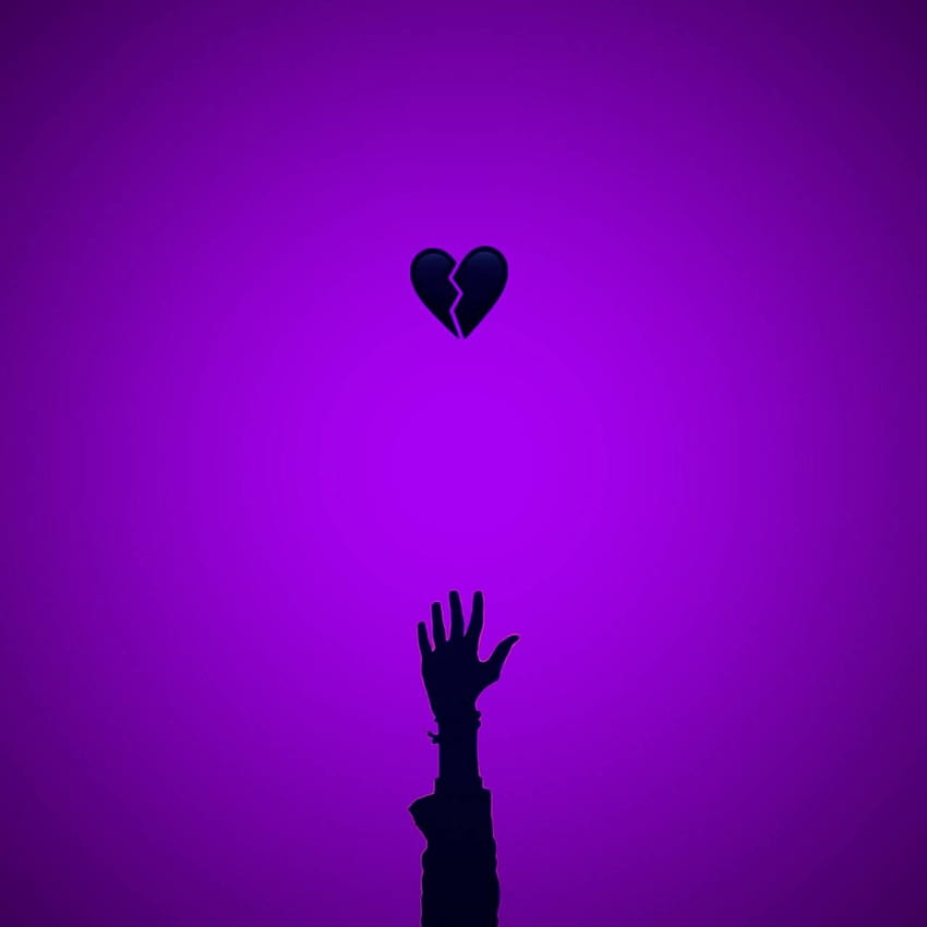 Corazón roto, estética de corazón púrpura. fondo de pantalla del teléfono