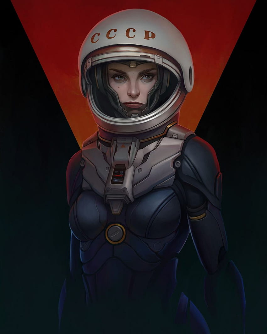 red women in space suits