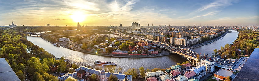 Downtown Moscow Russia Panorama [3840x1200], 3840x1200 panoramic HD wallpaper
