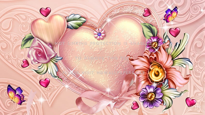 сърцето на вашия собствен ден на Свети Валентин флорален .котка, флорален ден на Свети Валентин HD тапет