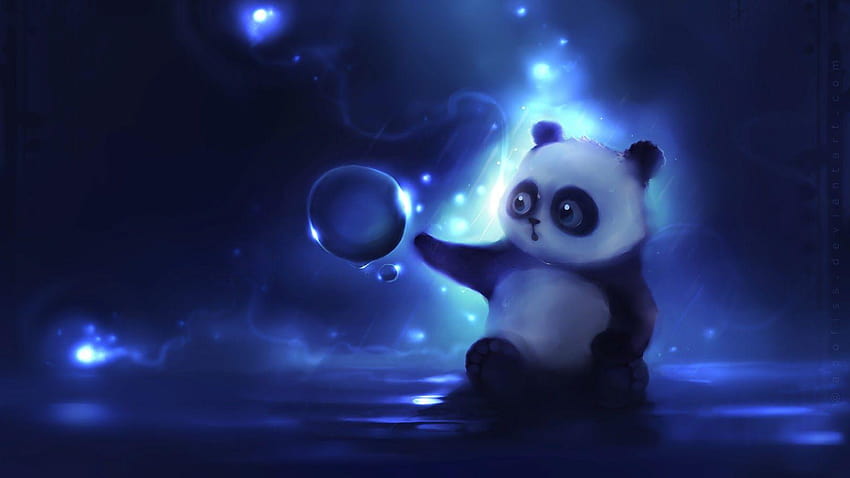 Cute animation with panda bear ball curiosity, panda ball HD wallpaper
