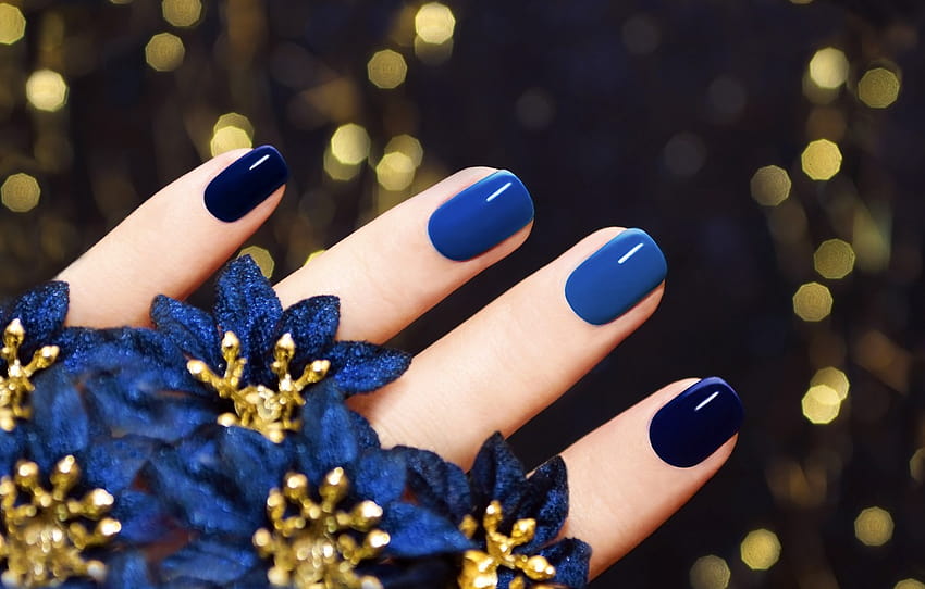 macro, background, fingers, flowers, nails, blue, manicure , section макро, finger nails HD wallpaper