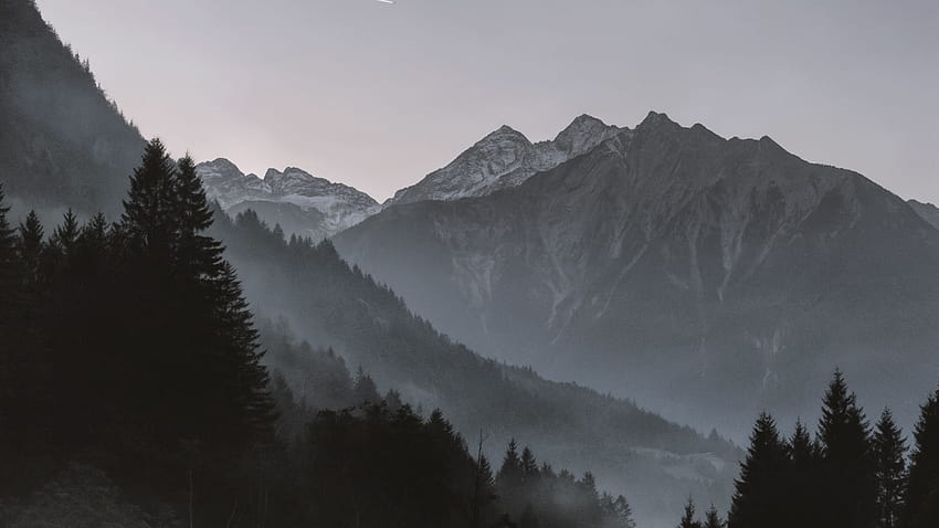 Brouillard de montagne, montagne grise Fond d'écran HD