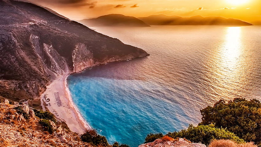 Ke biru: menemukan pulau Yunani Kefalonia Wallpaper HD