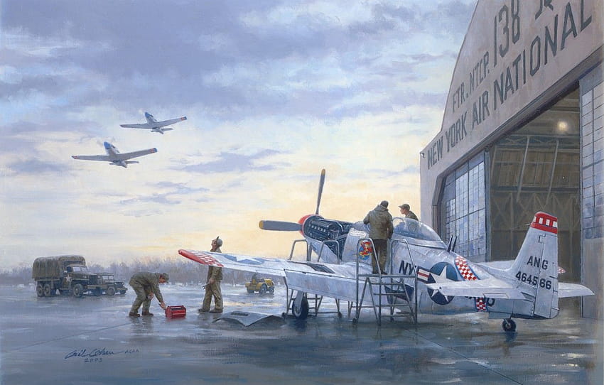 war, art, painting, aviation, ww2, P 51 Mustang , section авиация HD wallpaper