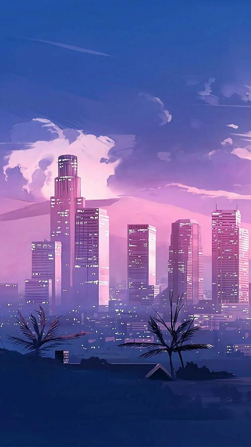 Aesthetic, Anime, City, Top, , Aesthetic, Anime, purple anime city HD phone  wallpaper | Pxfuel