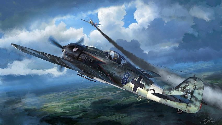 Graues Flugzeug digital, Zweiter Weltkrieg, fw 190, Focke, Flugzeuge des zweiten Weltkriegs HD-Hintergrundbild