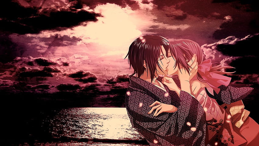 Kissing, anime, yukata, Japanese characters ::, kissing anime HD wallpaper  | Pxfuel