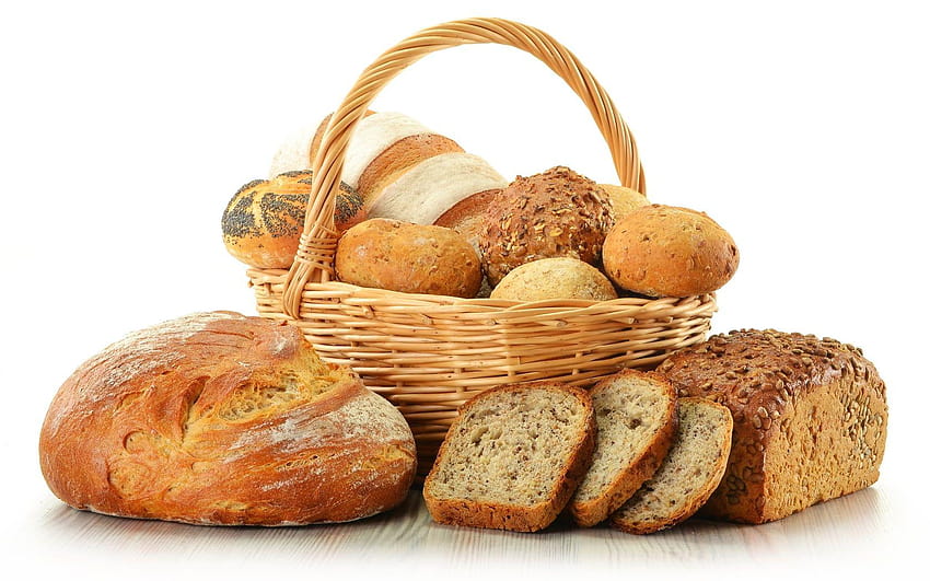Bread on basket, garlic bread HD wallpaper