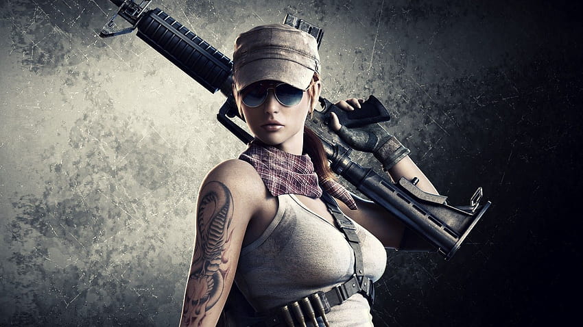 Tattooed Woman Soldier, female soldier HD wallpaper