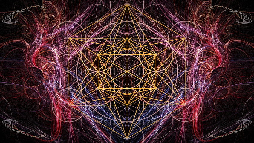 metatron's cube ,fractal art,purple,symmetry,art,pattern, metatrons cube HD wallpaper