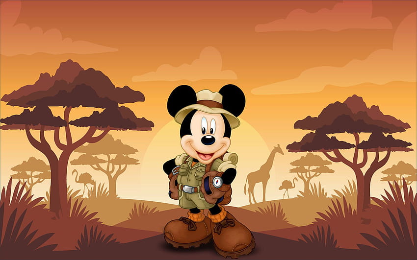 Mickey Mouse Cartoon Safari Sunset 3840×2400 HD wallpaper