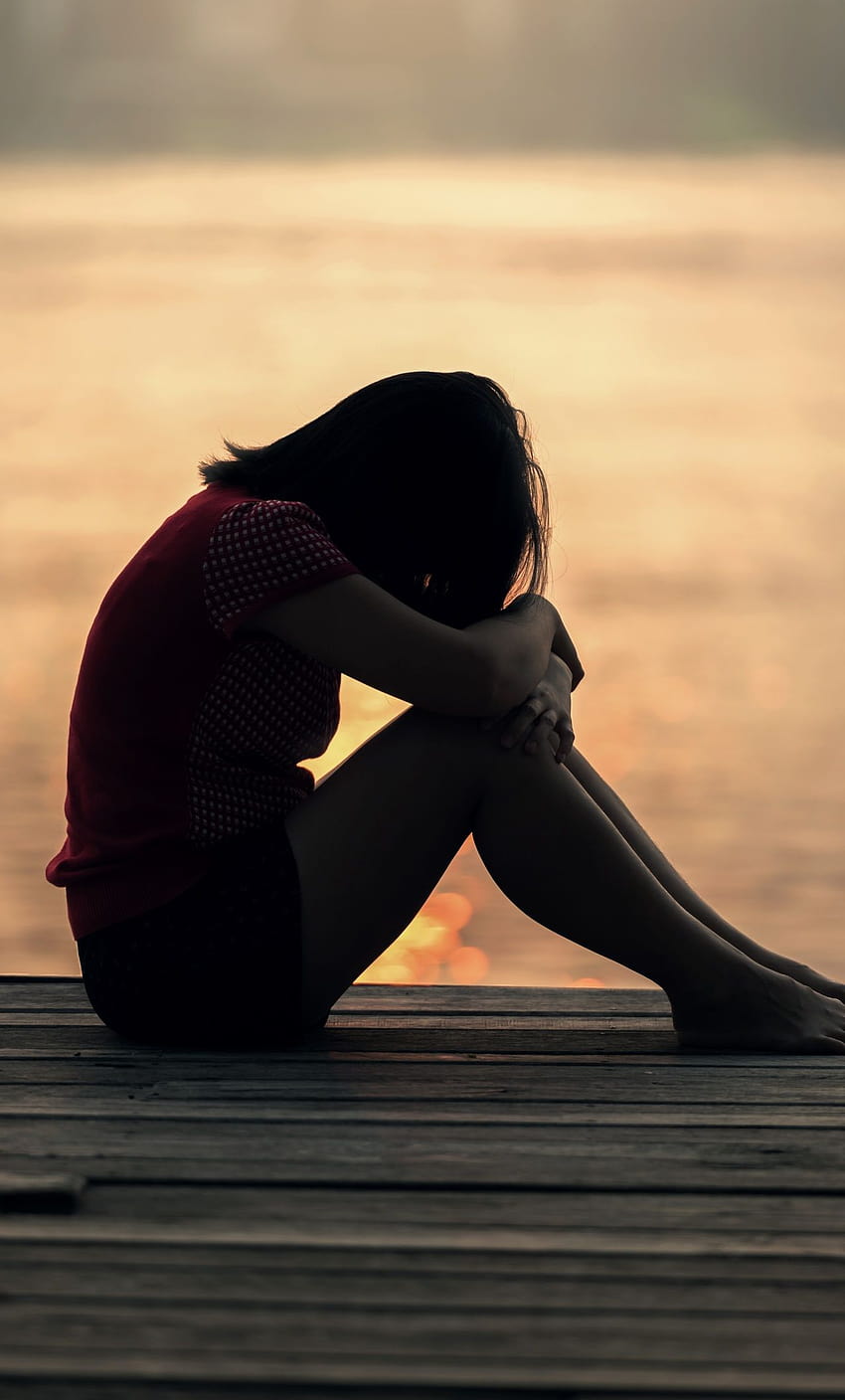 Trauriges weinendes Mädchen Silhouette, Mädchen weinen HD-Handy-Hintergrundbild