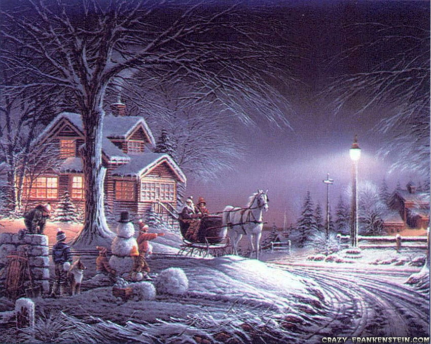 Old Fashioned / Vintage Christmas, christmas night time HD wallpaper