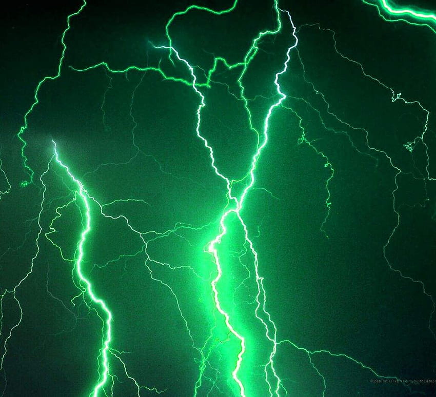 Aesthetic Green Lightning HD wallpaper