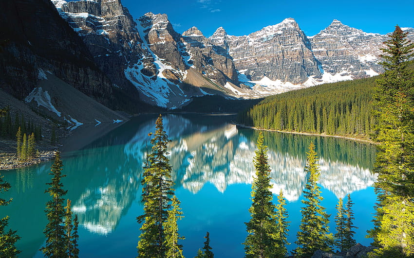 Lac Moraine, été, parc national Banff Fond d'écran HD