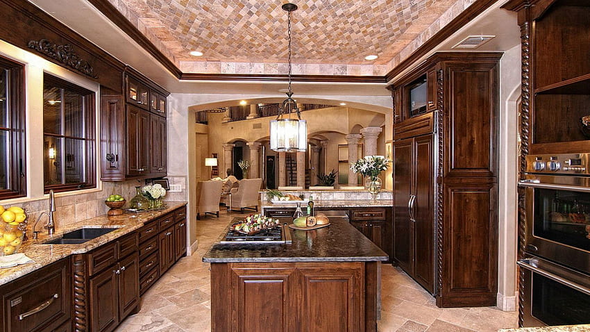 Brown furniture in the kitchen : : High Definition : Fullscreen HD wallpaper