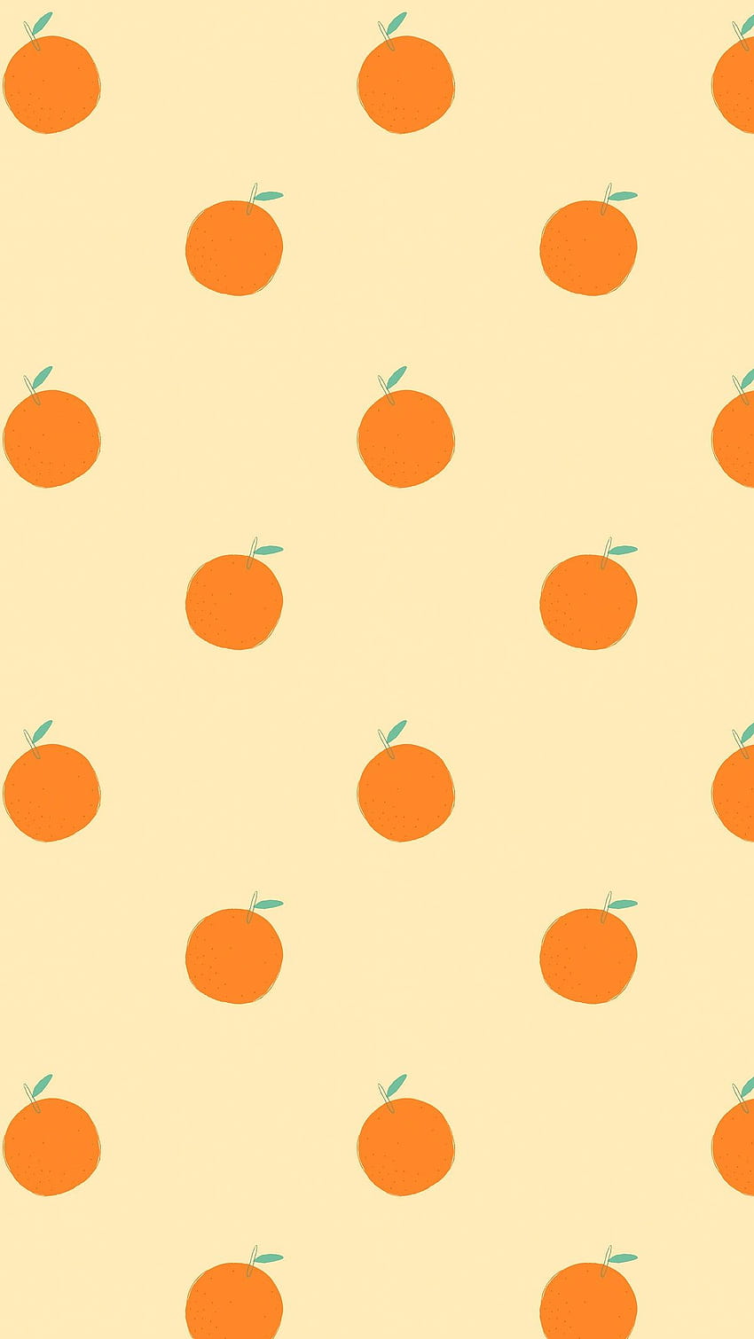 フルーツ オレンジ パターン パステル背景、審美的なフルーツ HD電話の壁紙