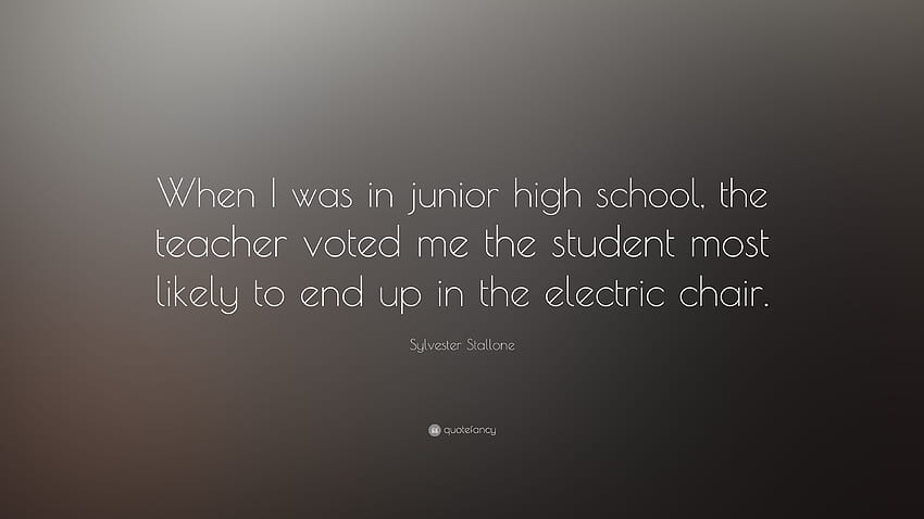 Citação de Sylvester Stallone: ​​“Quando eu estava no ensino fundamental, o professor me elegeu o aluno com maior probabilidade de acabar na cadeira elétrica.”, professores da escola papel de parede HD