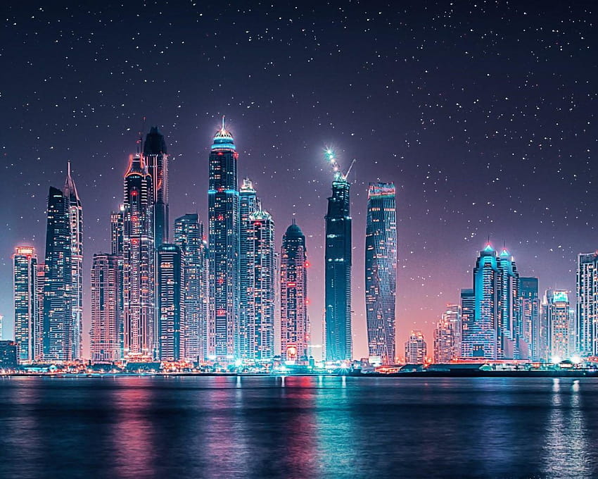 Dubai Skyline Starry Sky At Night Ultra For Android Mobile Phones Tablet And Laptop 1920x1080 : 13 HD wallpaper
