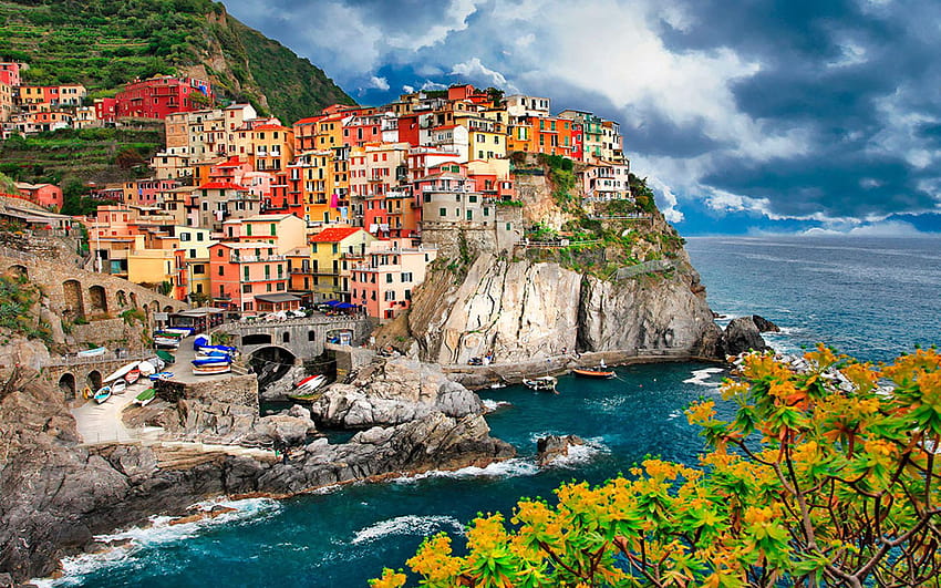 Italy Manarola Cinque Terre : 13, manarola after sunset HD wallpaper