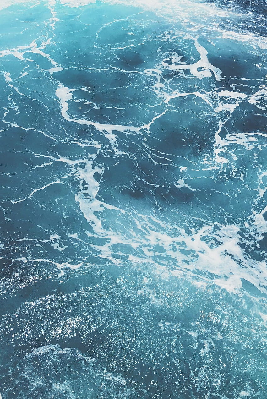 bright blue water ripples in ocean, aesthetic blue ocean HD phone wallpaper