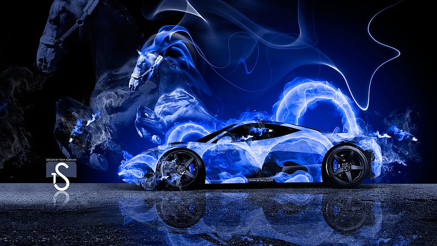 Ferrari Fire Horse Car 2014 el Tony, blue ferrari HD wallpaper