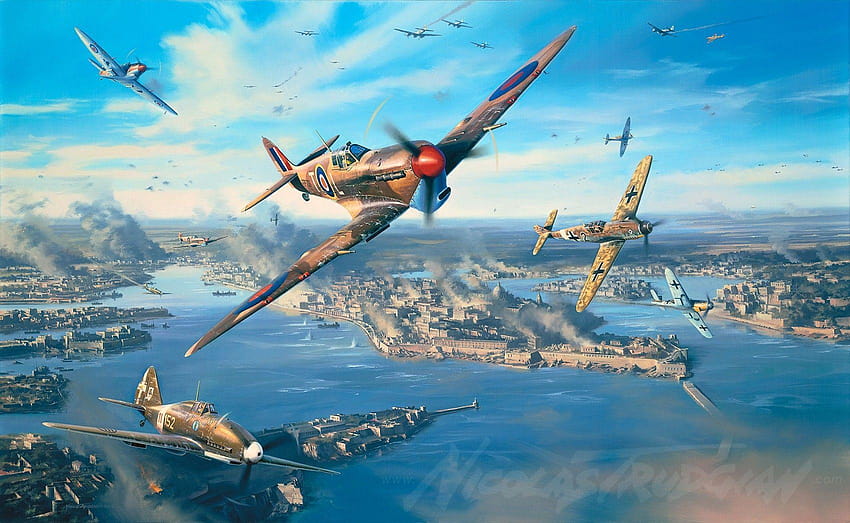 Supermarine Spitfire, Militärflugzeug, Malta, Dogfight, Messerschmitt bf 109 HD-Hintergrundbild