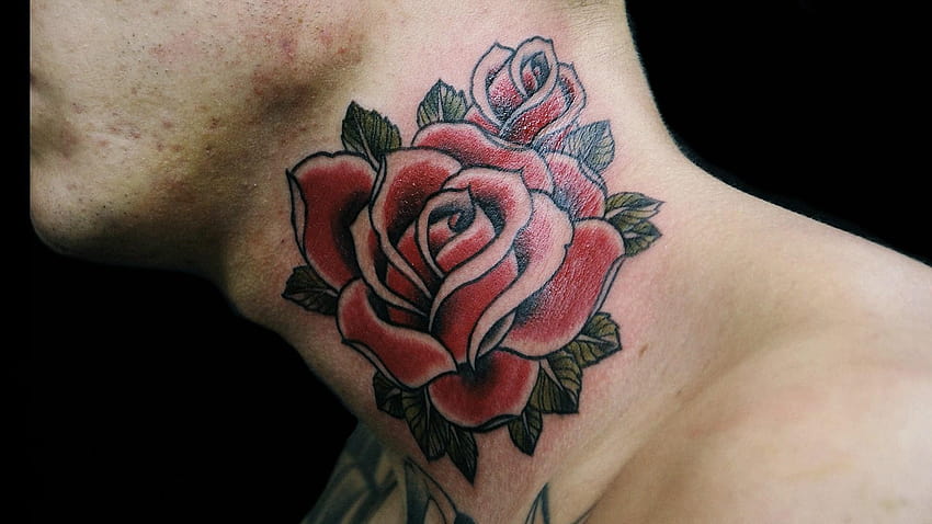 Men Tattoos On Neck Rose, neck tattoo HD wallpaper