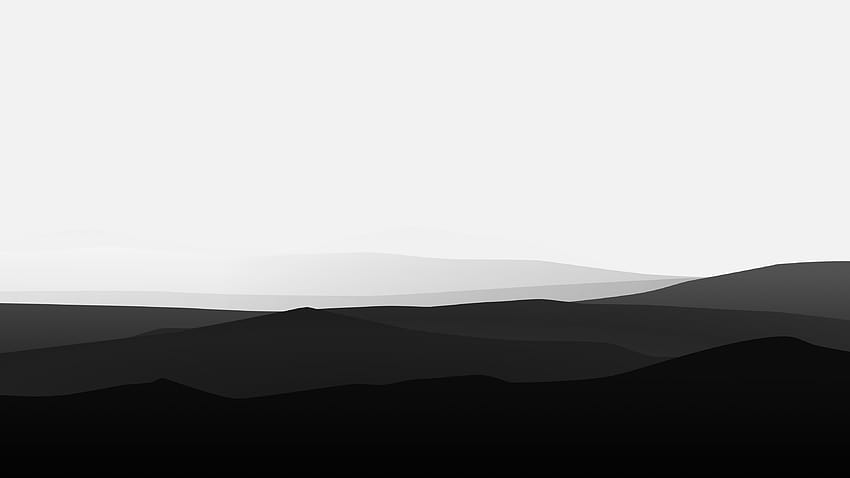 Minimalistische Berge Schwarz-Weiß-Berge, monochrome , Schwarz-Weiß-PC HD-Hintergrundbild
