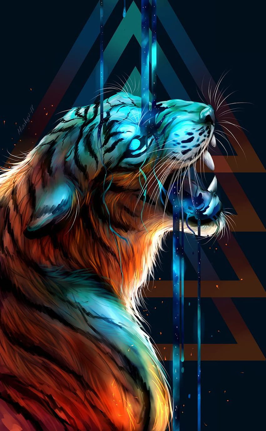 2 Artystyczny Tygrys, kosmiczny tygrys Tapeta na telefon HD