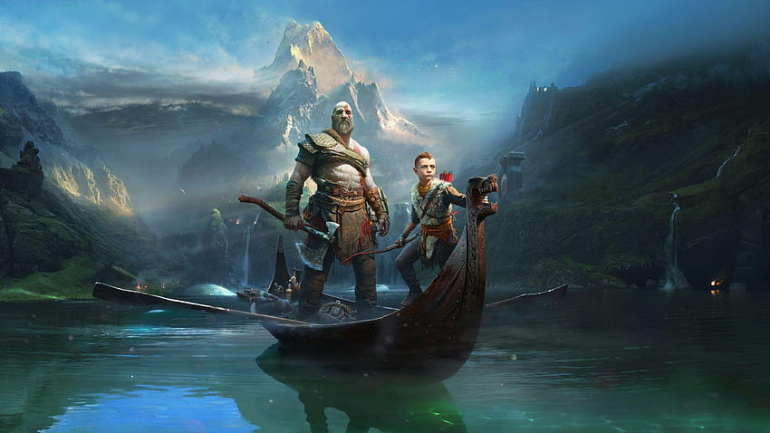 Kriegsgott Kratos und Atreus, Kriegsgott 4 HD-Hintergrundbild