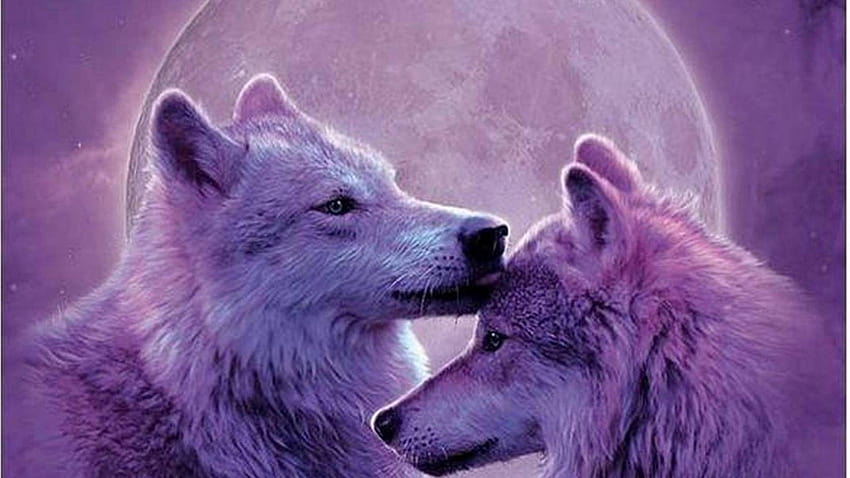 outros lobos da lua lobos animais pintura lua natureza lobo 53, arco-íris fogo lobo papel de parede HD