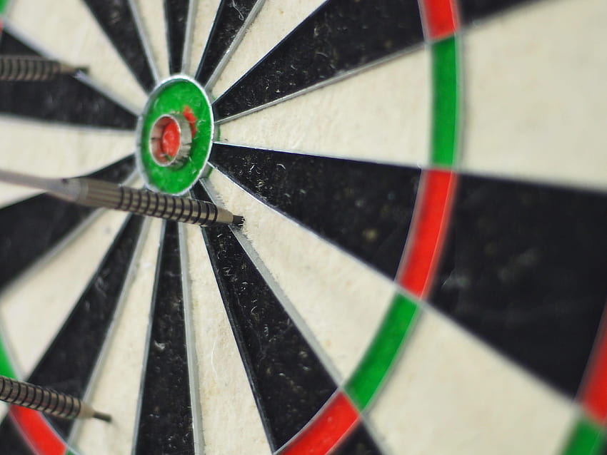 : black, green, red, and white dartboard with, hoops and darts HD wallpaper