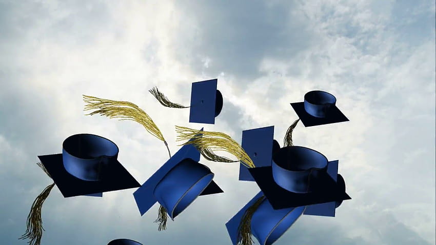 卒業、青、コバルトブルー、折り紙、鏝板、空、卒業帽 高画質の壁紙