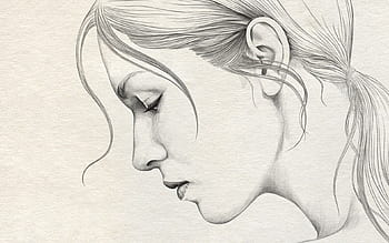 how to draw a female face profile