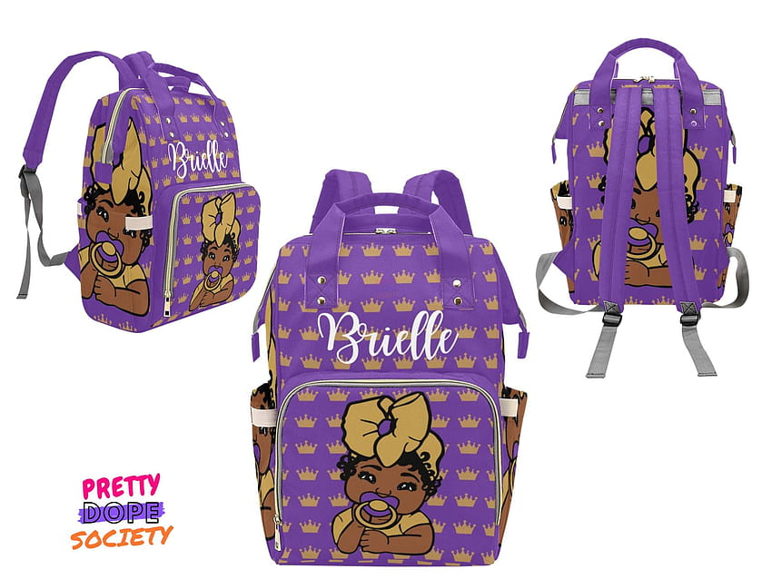 Purple and Gold Crown Baby Girl Personalized Diaper Bag – Pretty Dope Society HD wallpaper