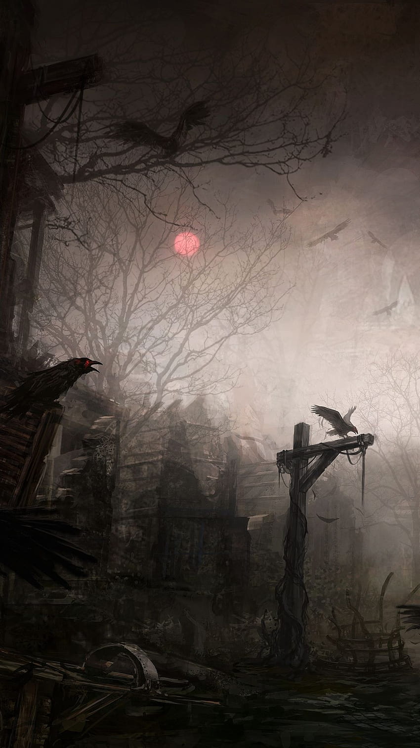Videogame Diablo III Diablo Town Dark Gothic Raven Mobile, halloween gothic Papel de parede de celular HD