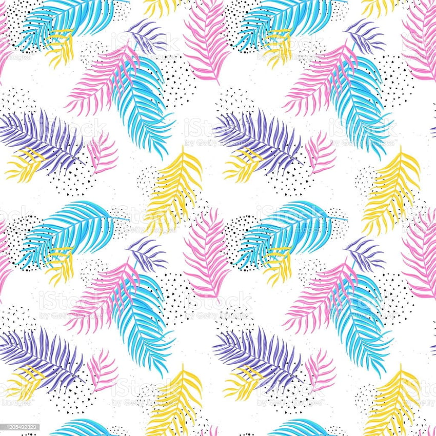 Hand Drawn Exotic Leaves Seamless Pattern Summer Backgrounds Great For Textiles Banners Wrapping Vector Design Stock Illustration, summer ilustration HD phone wallpaper
