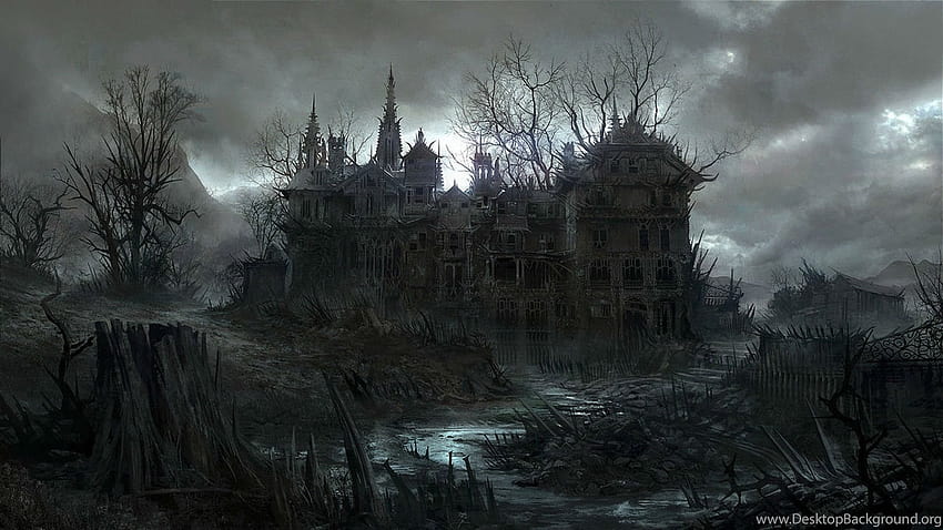 ХЕЛОУИН Тъмна призрачна къща с призрачни фонове, призрачна зима HD тапет