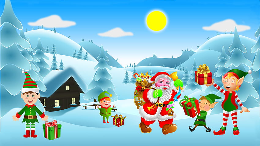Merry Christmas Winter Snow Cheerful Kids With Christmas Gifts From Santa Claus Clip Art New Year For Mobile Phones Tablet And Tv 3840x2160 : 13, christmas kids HD wallpaper