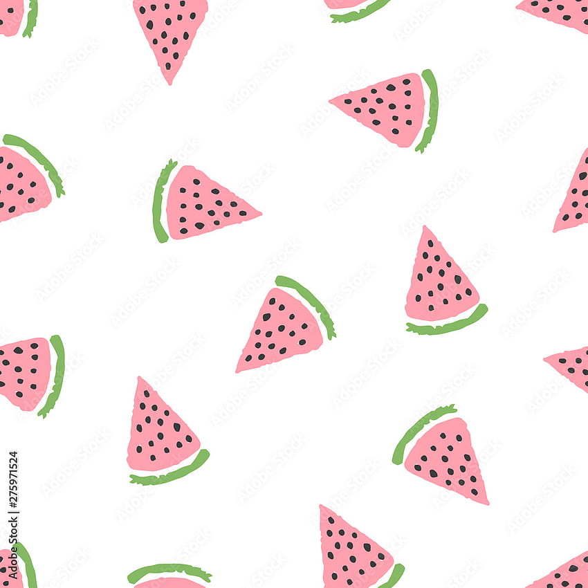 Cute tender pastel colors seamless pattern with hand drawn watermelon slices with black seeds. Bright sweet summer texture for kids design, textile, wrapping paper Stock Vector, summer pastel colors HD phone wallpaper