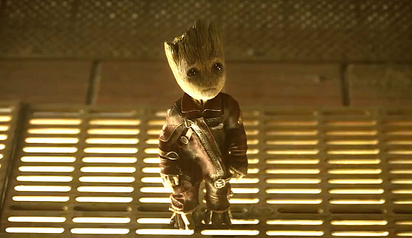 Wir gehen die Frage an: Wer ist süßer: Baby Yoda oder Baby Groot, trauriger Groot HD-Hintergrundbild